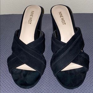 Nine West slip on crisscross strap heeled sandal